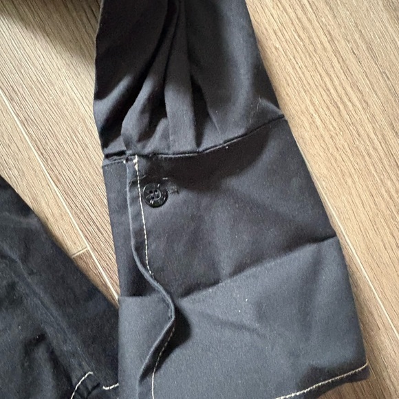 Black Ruffled Front Button-Up Shirt - Picture 7 of 7